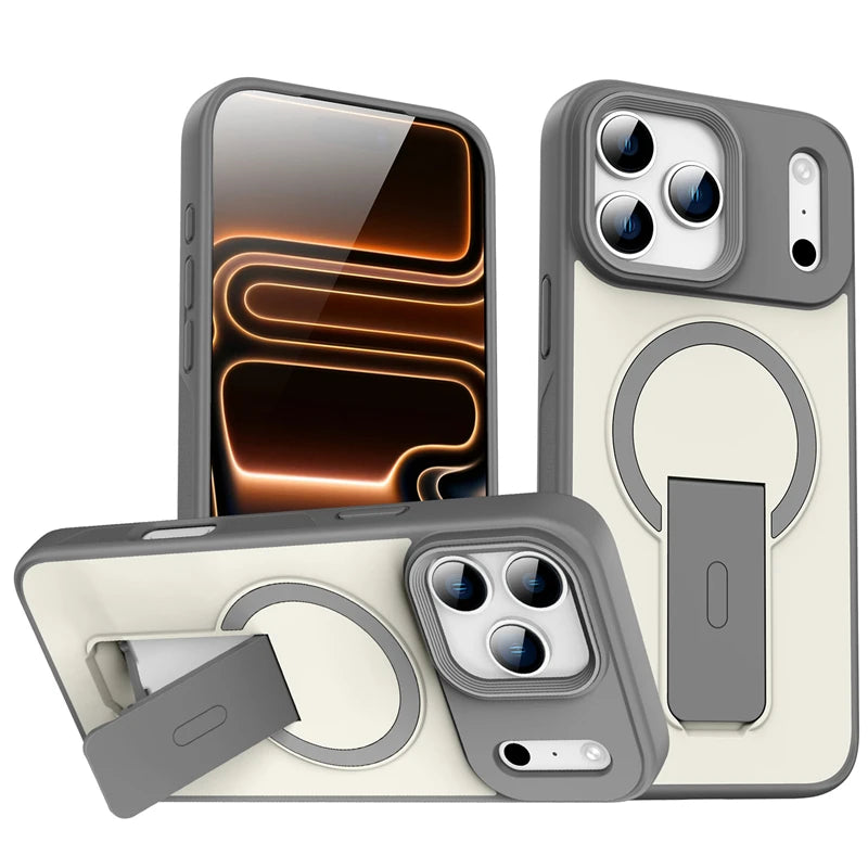 Shockproof MagSafe Matte Case with Built-In Holder for iPhone 17 Series