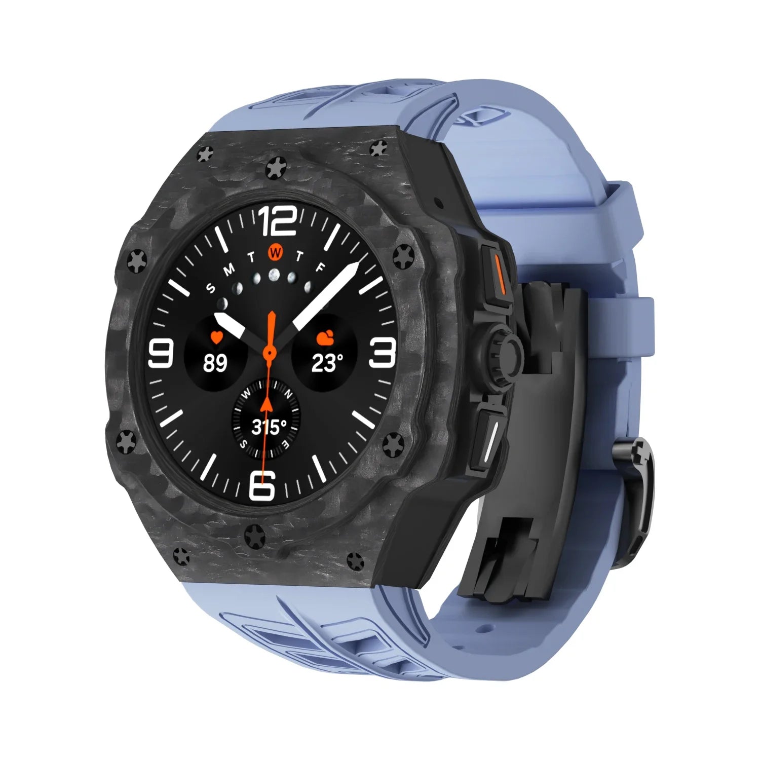 Luxury Carbon Fiber Case & Rubber Strap for Samsung Galaxy Watch Ultra and Samsung Galaxy Watch Ultra (2025)