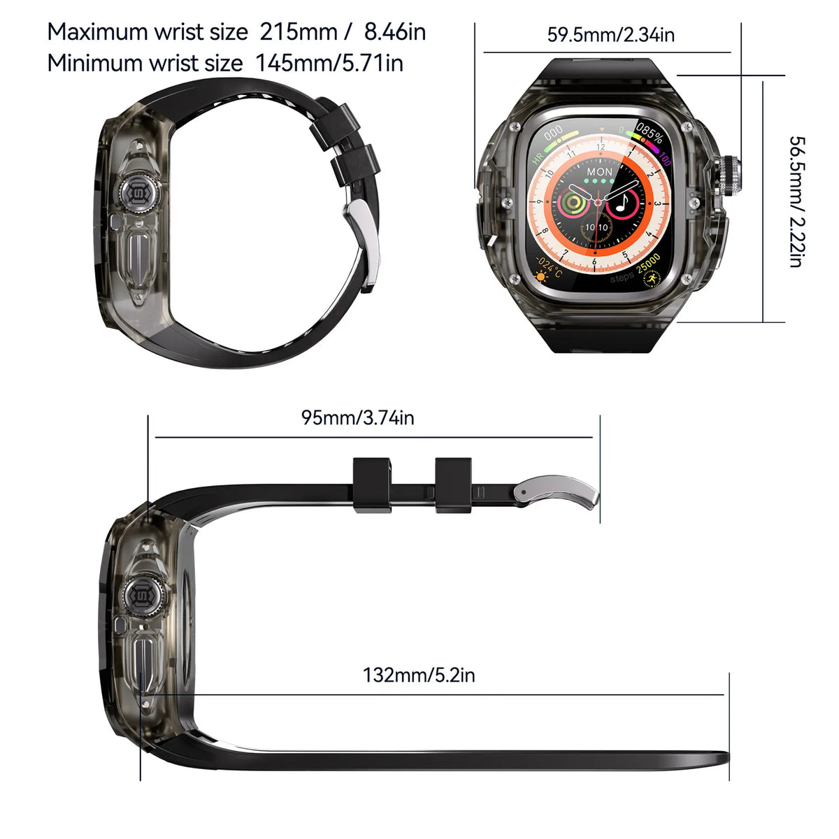 Clear Rugged Case with Silicone Band for Apple Watch Ultra
