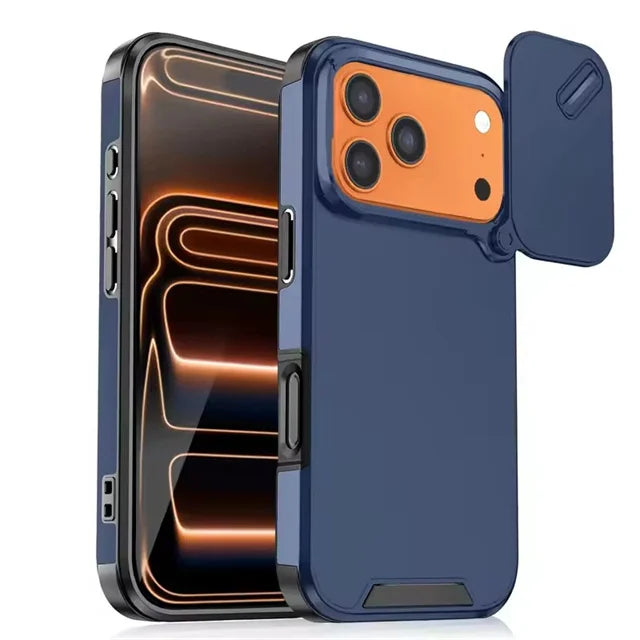 Shockproof Matte Bumper Case with Sliding Camera Lens Cover for iPhone 17 Series