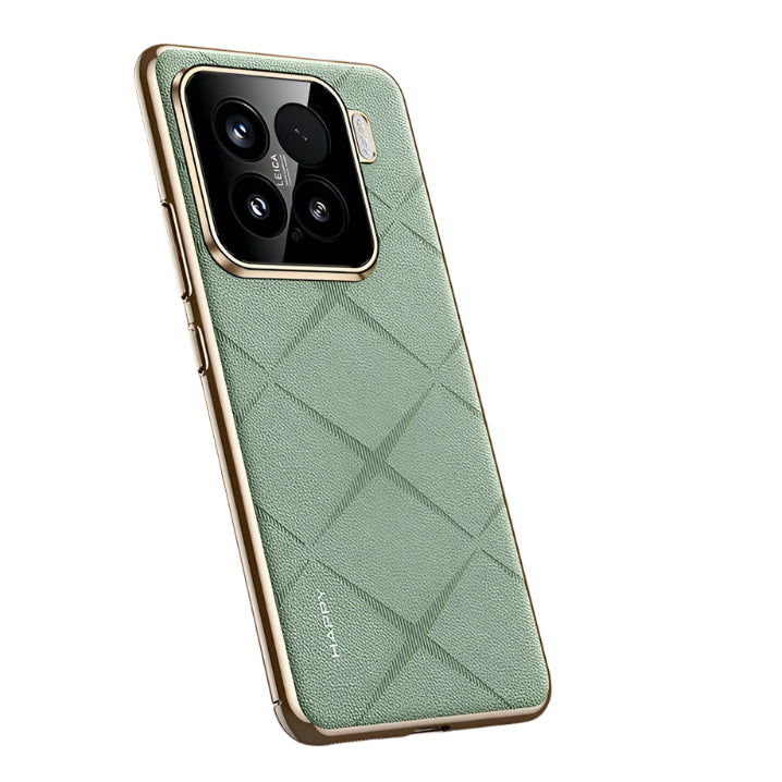 Luxury Grid Pattern PU Leather Case for Xiaomi 15 Series