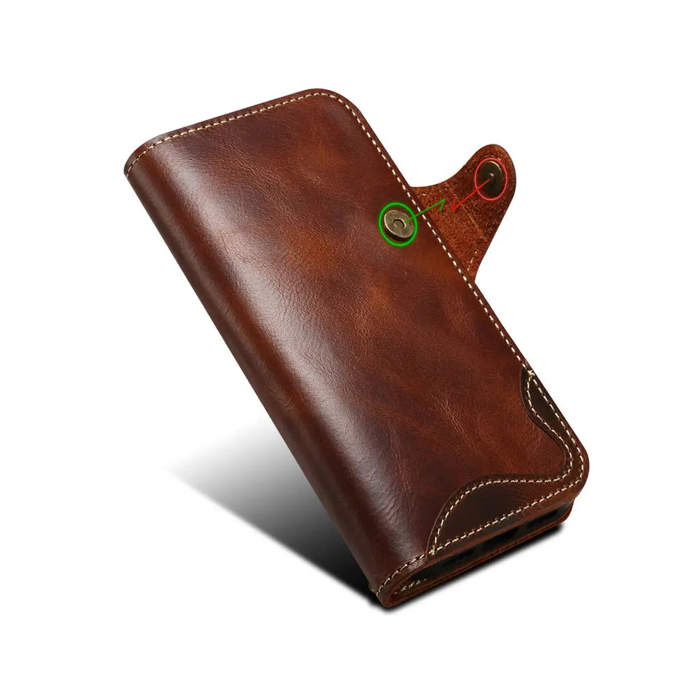 Premium Real Leather Book-Style Case for iPhone 17 Series