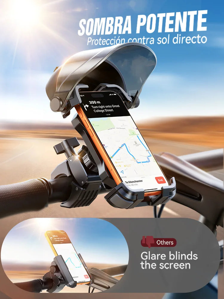 Motorcycle Phone Holder with Quick Lock System and Weather Sun Cover