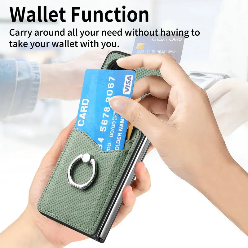 Luxury Leather Case for Samsung Galaxy Z Fold 6 with Card Holder & Magnetic Ring Stand