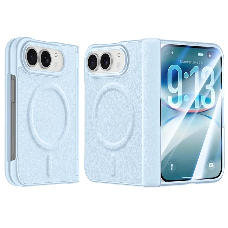 Textured PU Leather Hinge Protection Case for iPhone Duo