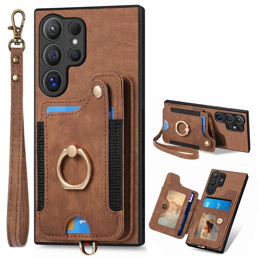 Samsung Galaxy S24 Series Wallet Case with Wrist Strap