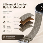 Quilted Leather Silicone Watch Strap with Pin Buckle Clasp for Samsung Galaxy Watch 9