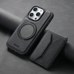 iPhone 16 Series Leather Magnetic Wallet Case with Detachable Card Bag
