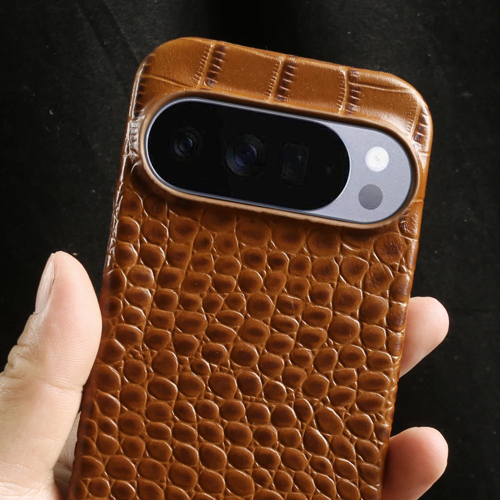 Genuine Crocodile Magnetic Leather Case for Google Pixel 10 Series