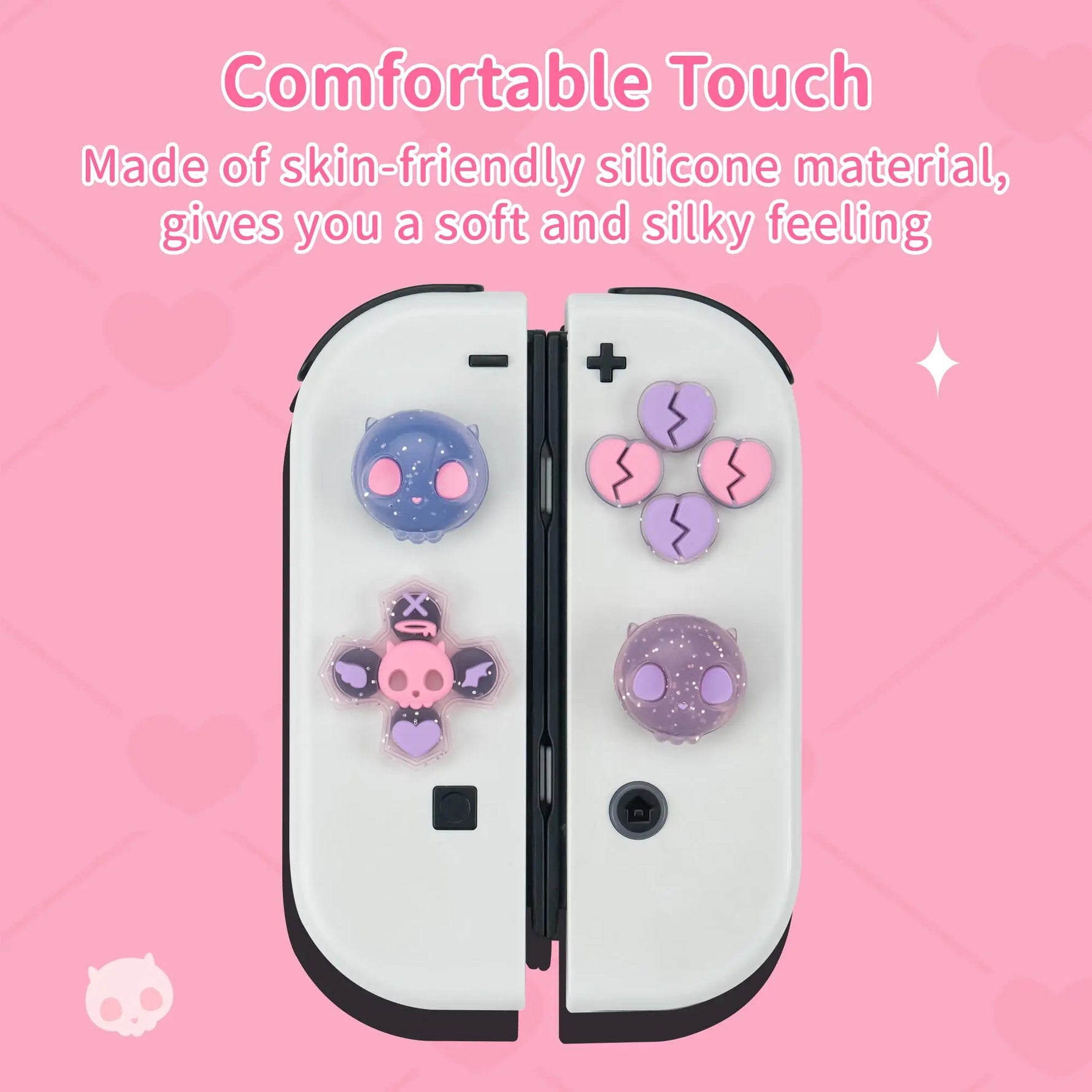Skull-Themed Silicone D-Pad Button Caps for Nintendo Switch Joy-Con