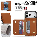 Premium Leather Crossbody Wallet Case with Card Holder & Kickstand for iPhone 17 Series