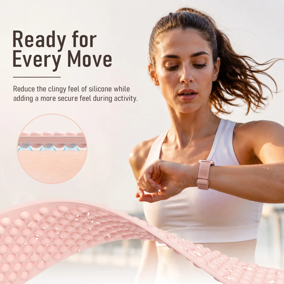 Elastic Silicone Band with Slide Buckle for Apple Watch