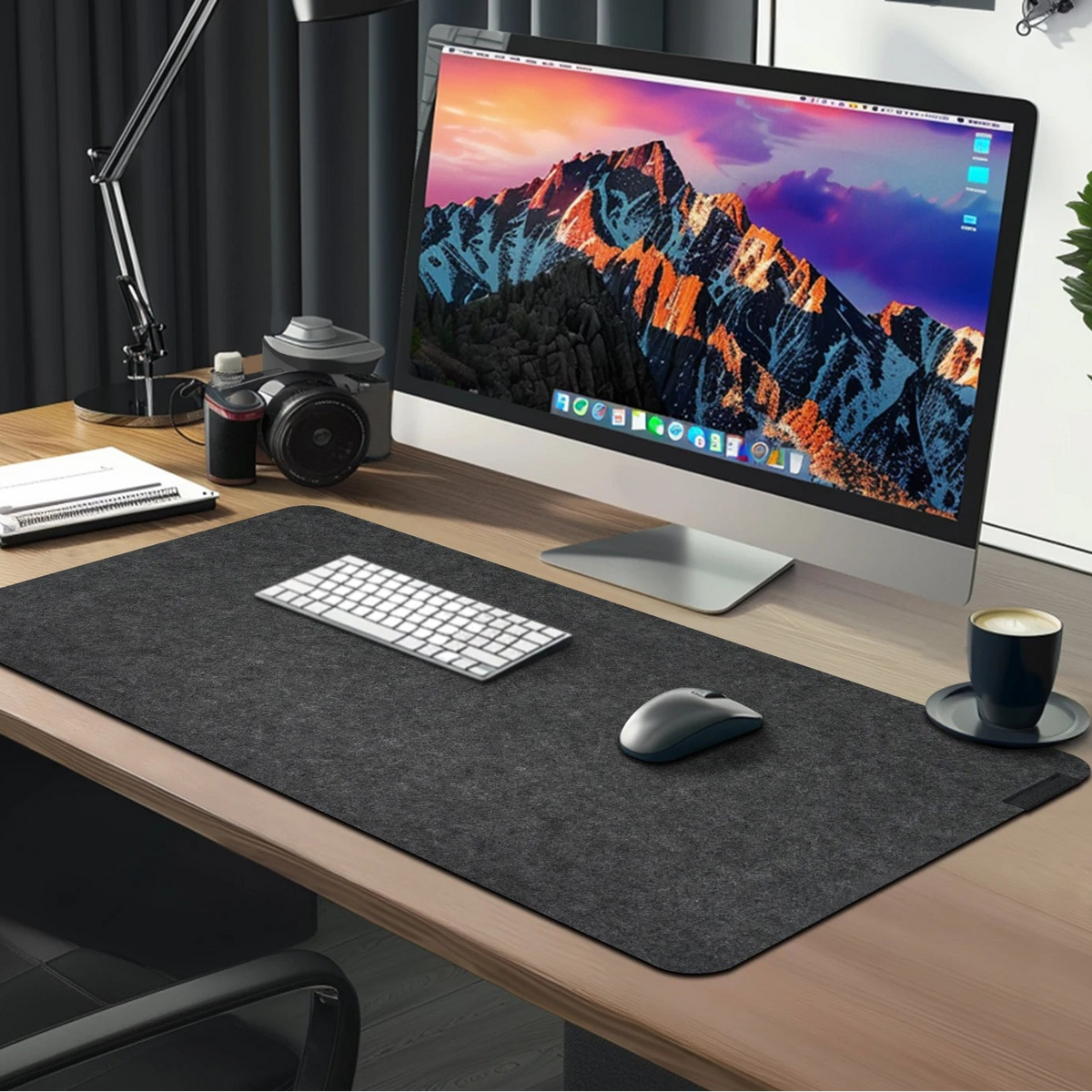 Large Extended Felt Desk Mat Mouse Keyboard Pad