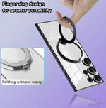 Samsung Galaxy S25 Series Shockproof Clear Magnetic Case with 360° Rotating Ring Stand