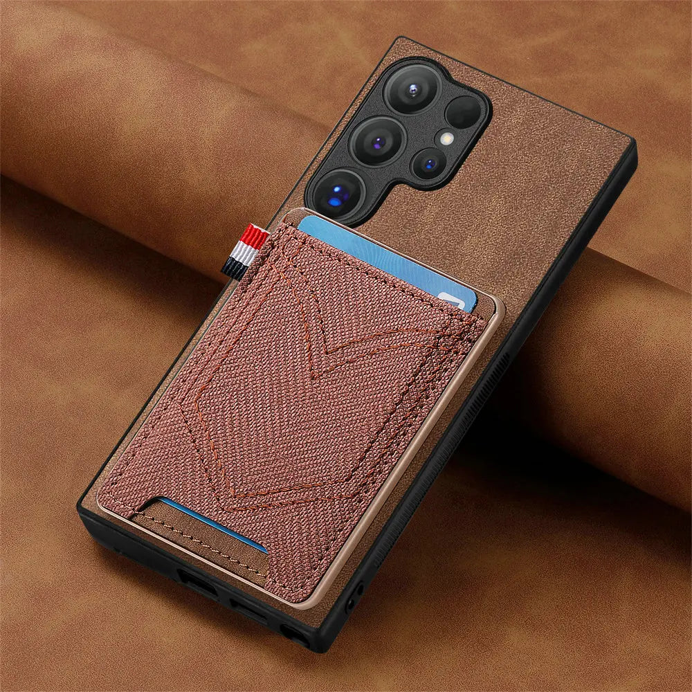 Premium Magnetic Leather Case with Card Holder for Samsung Galaxy S25 Series