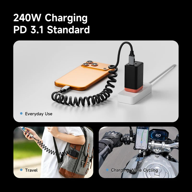 Hagibis Coiled USB-C Fast Charging Cable