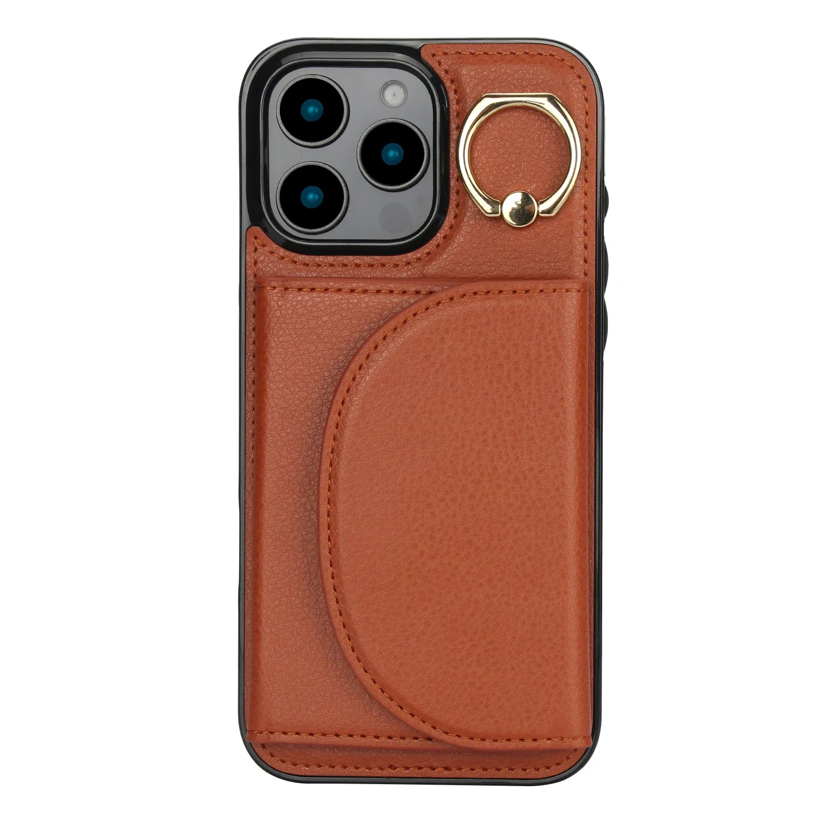 iPhone 16 Series Leather Wallet Case with Card Holder & Ring Kickstand