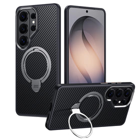 Premium Carbon Fiber Style Magnetic Case  With Kickstand for Samsung Galaxy S25 Series