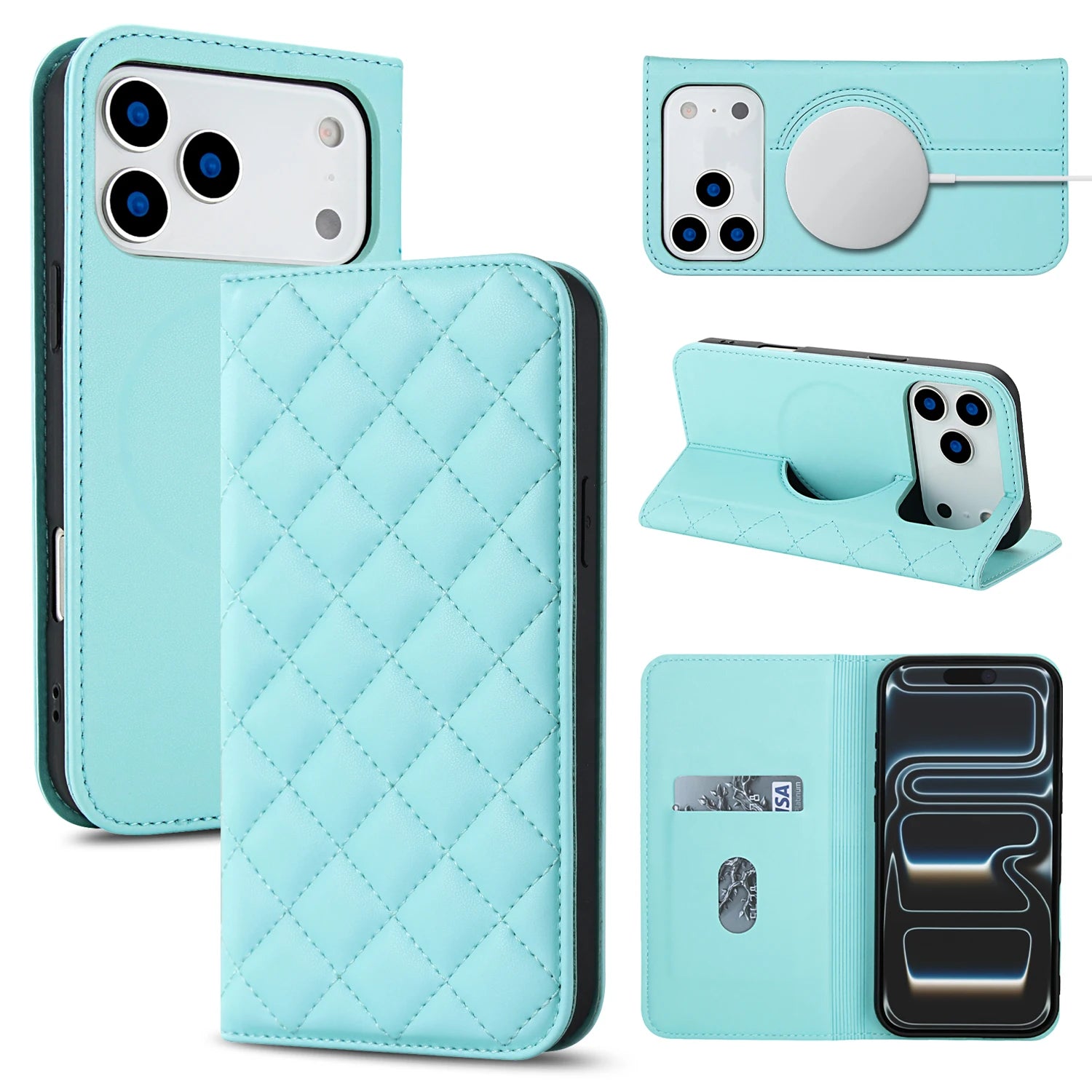 Strong MagSafe Leather Wallet Case with Card Slot for iPhone 17 Series