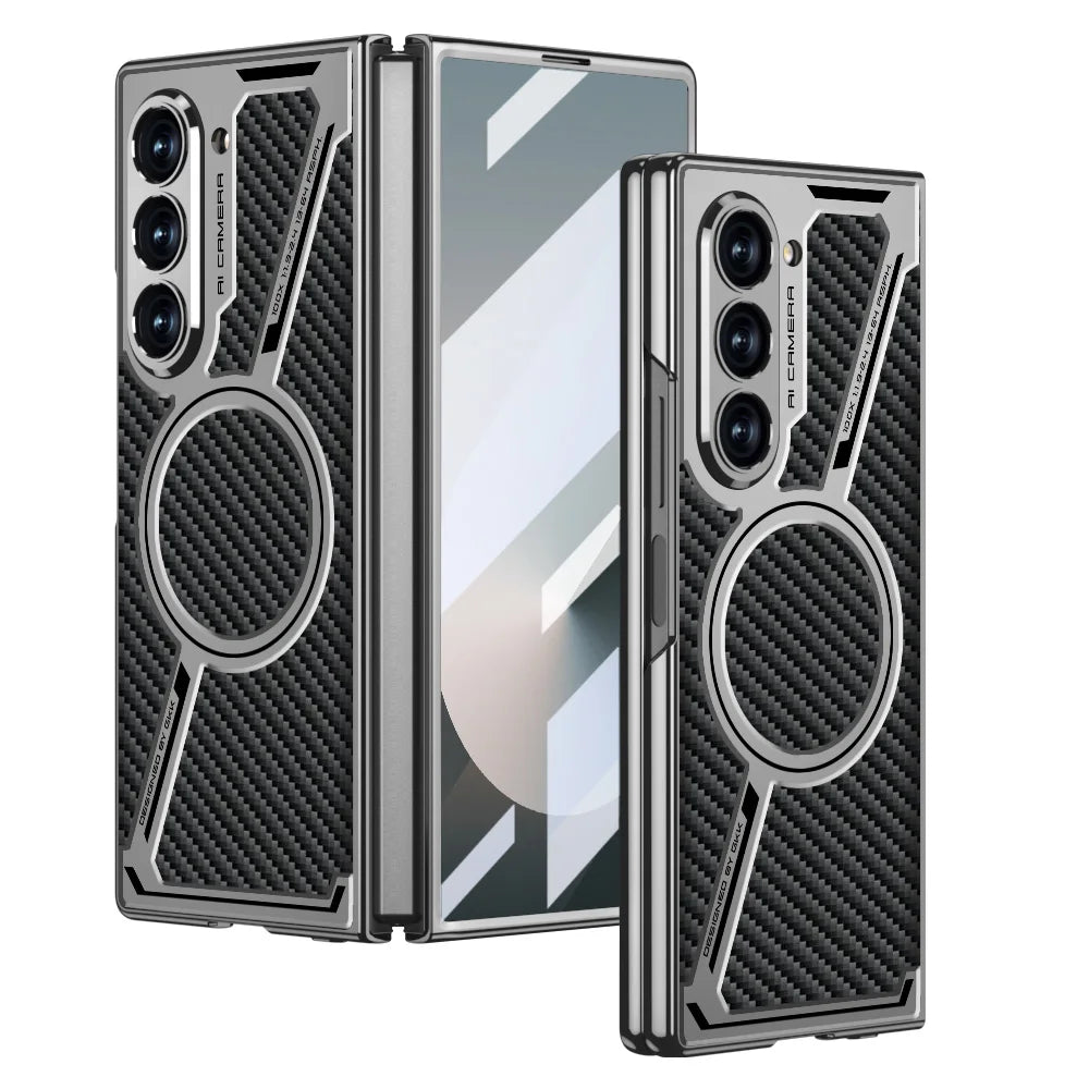 Premium Electroplated Leather Magnetic Case for Samsung Galaxy Z Fold 6