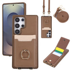 Lychee Grain Leather Crossbody Case with Adjustable D-Ring Strap and Card Wallet for Samsung Galaxy S23 Series