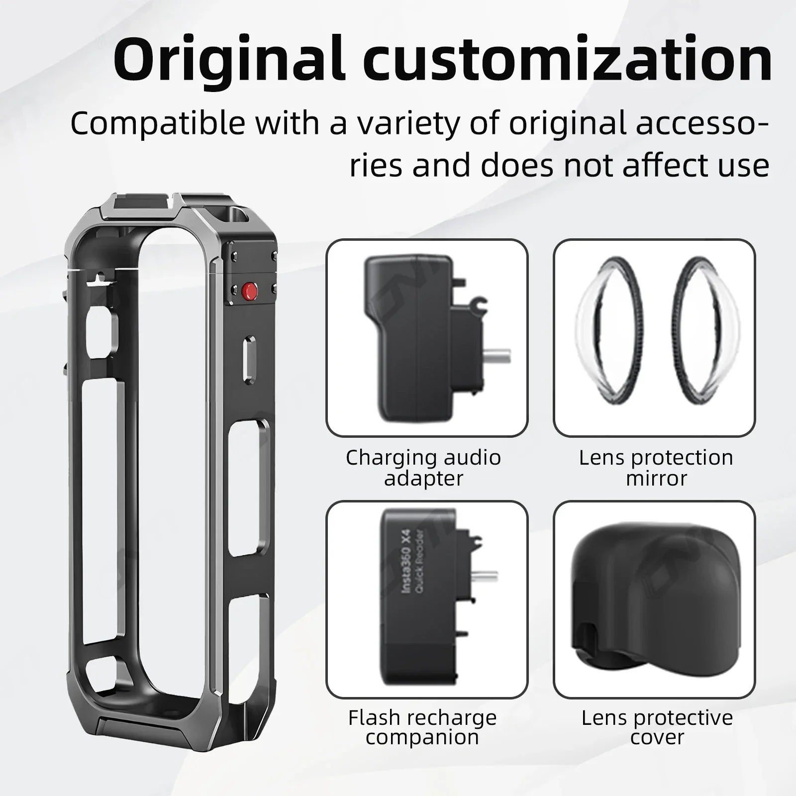 Aluminum Alloy Frame Case with Cold Shoe Mount for Insta360 X5