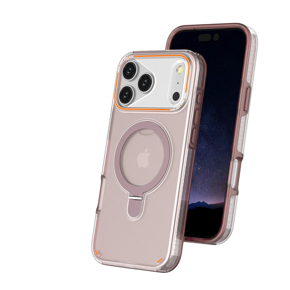 Multifunction MagSafe Matte Phone Case with Ring Stand for iPhone 17 Series