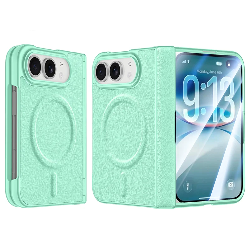 Textured PU Leather Hinge Protection Case for iPhone Duo