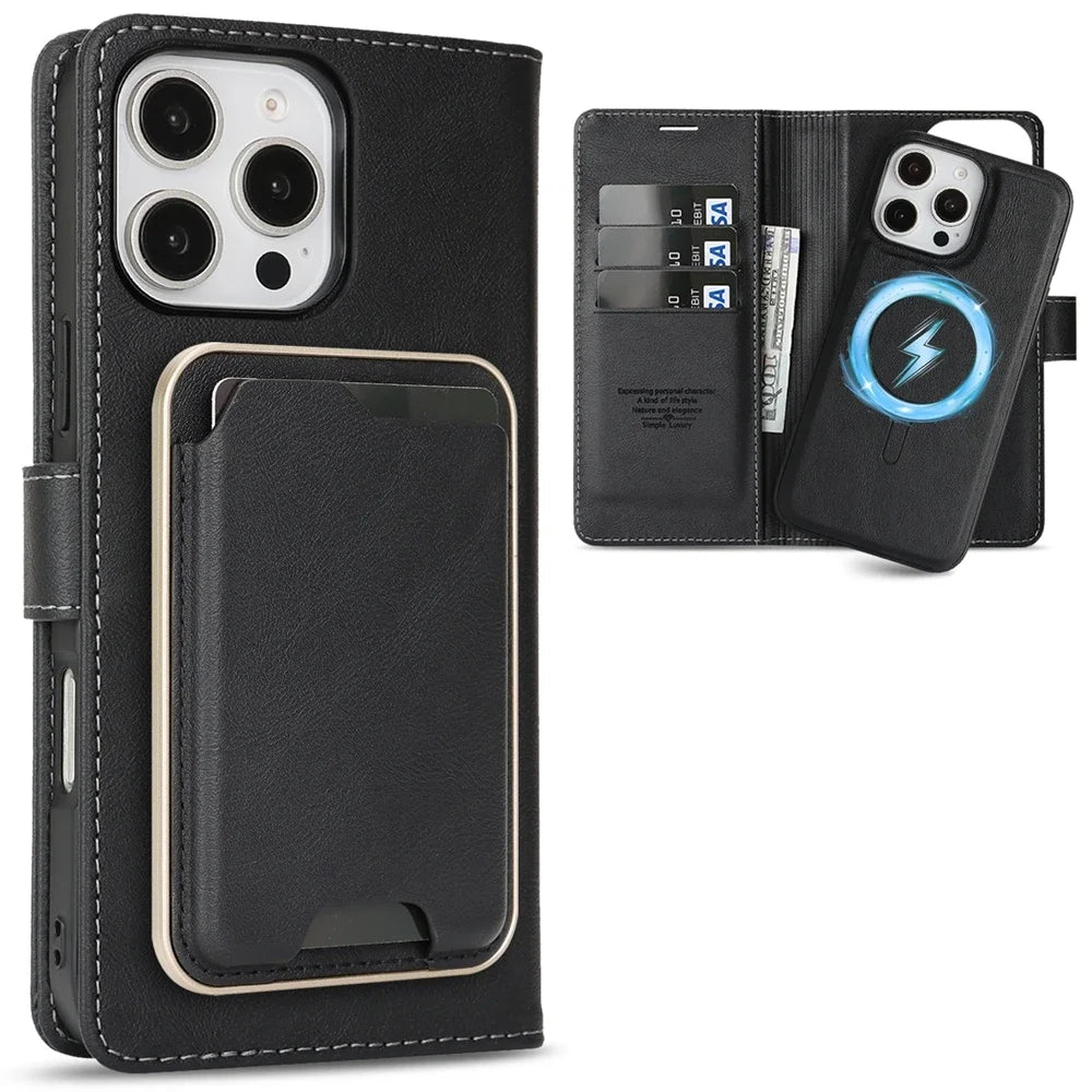 3-in-1 Detachable MagSafe Wallet Leather Case for iPhone 16 Series
