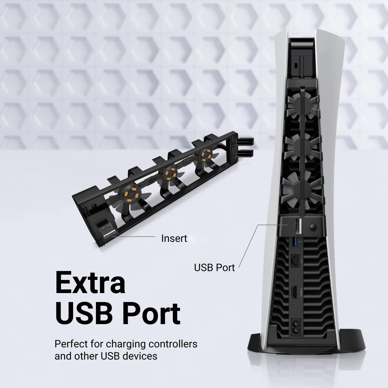 Cooling Fan with LED Light for PlayStation 5 Console (Disc and Digital Editions)