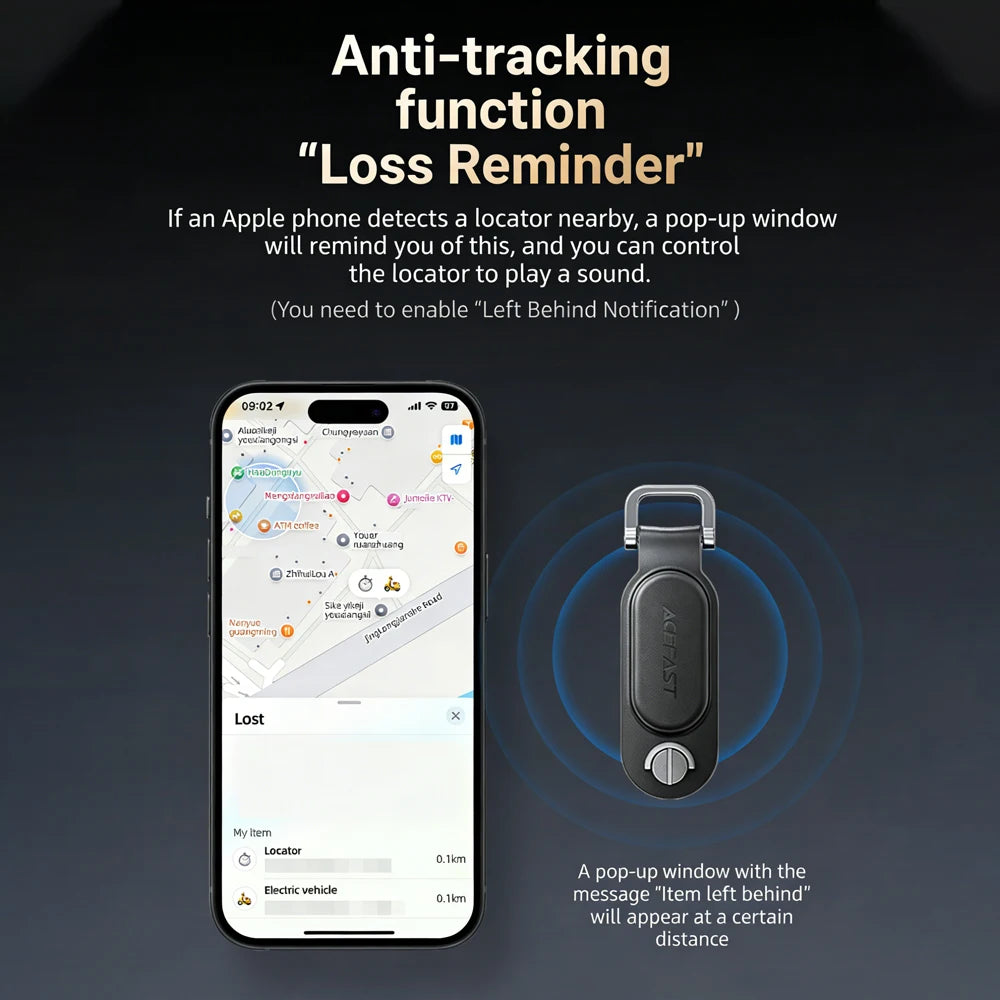 ACEFAST Anti-Lost Tracking Locator Keychain for Apple Find My
