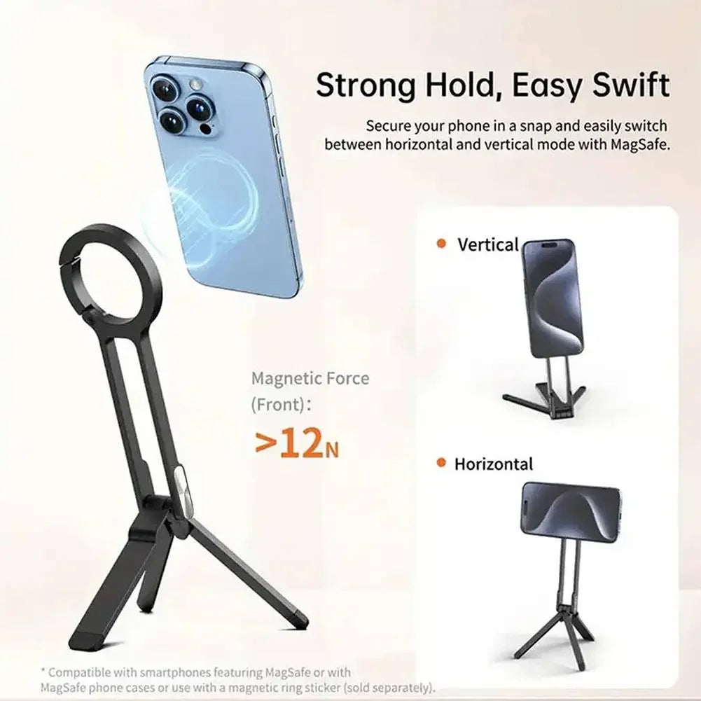 Carabiner-Mounted Magnetic Phone Tripod