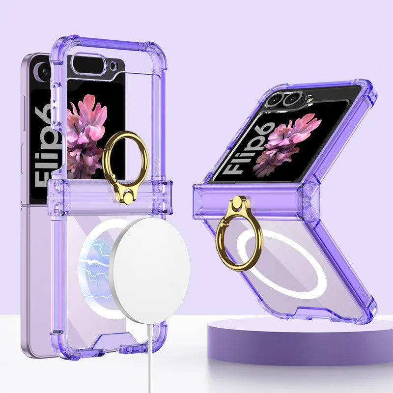 Samsung Galaxy Z Flip 6 Hinge Protective Magnetic Case with Ring Holder