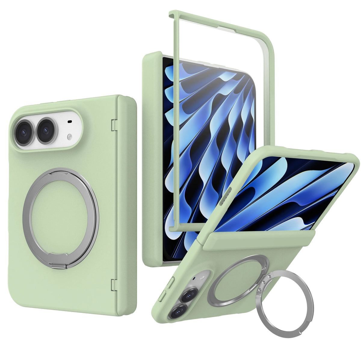 MagSafe Foldable Case with 360° Rotating Kickstand Ring for iPhone Duo