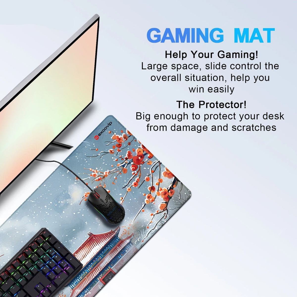 Extended Mouse Pad With Stitched Edge Non-Slip Base