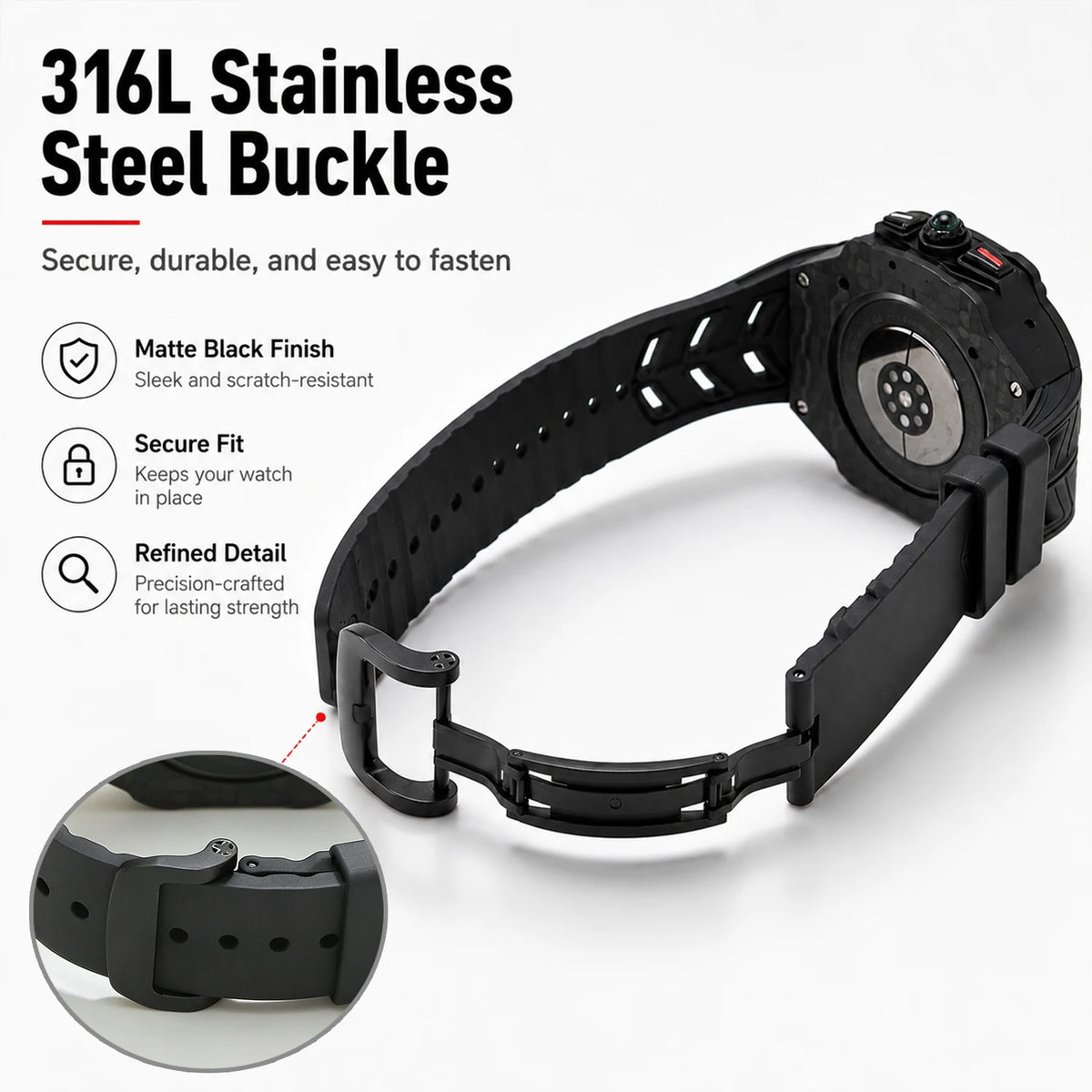 Carbon Fiber Protective Case with Silicone Band for Samsung Galaxy Watch Ultra 2