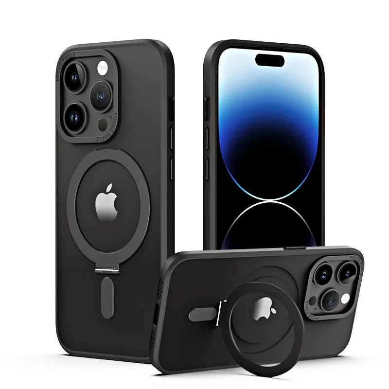Premium Matte MagSafe Case with 360° Rotating Ring Holder for iPhone 15 Series