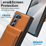 Vertical Card Slot Leather Wallet Case with Tempered Glass for Samsung Galaxy Z Fold 7