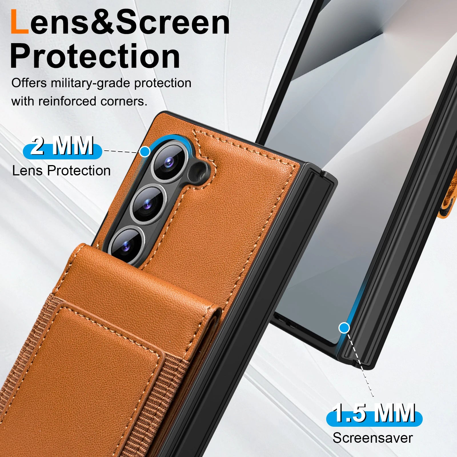 Vertical Card Slot Leather Wallet Case with Tempered Glass for Samsung Galaxy Z Fold 7