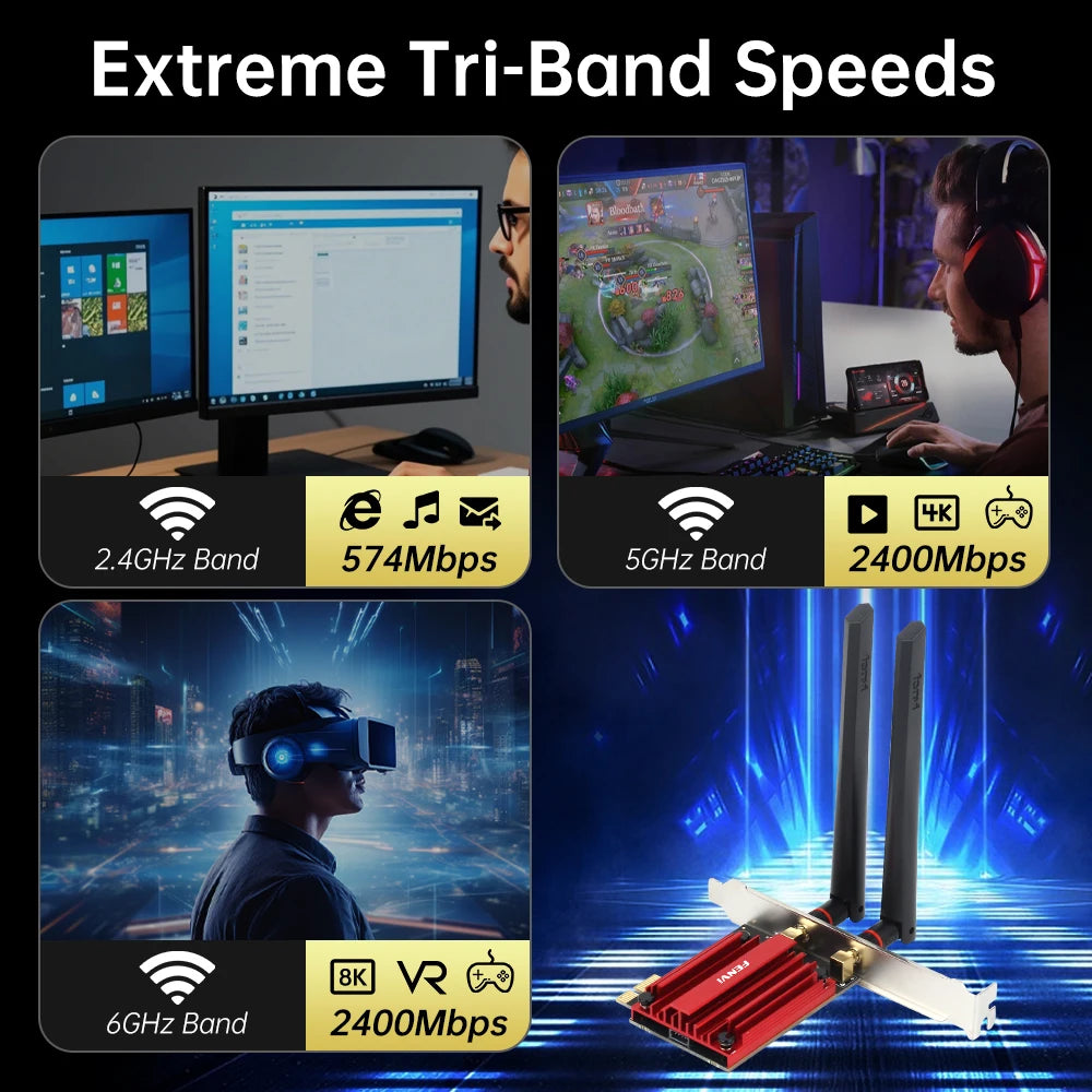 Fenvi AX210 Tri-Band WiFi 6E PCI-E Adapter