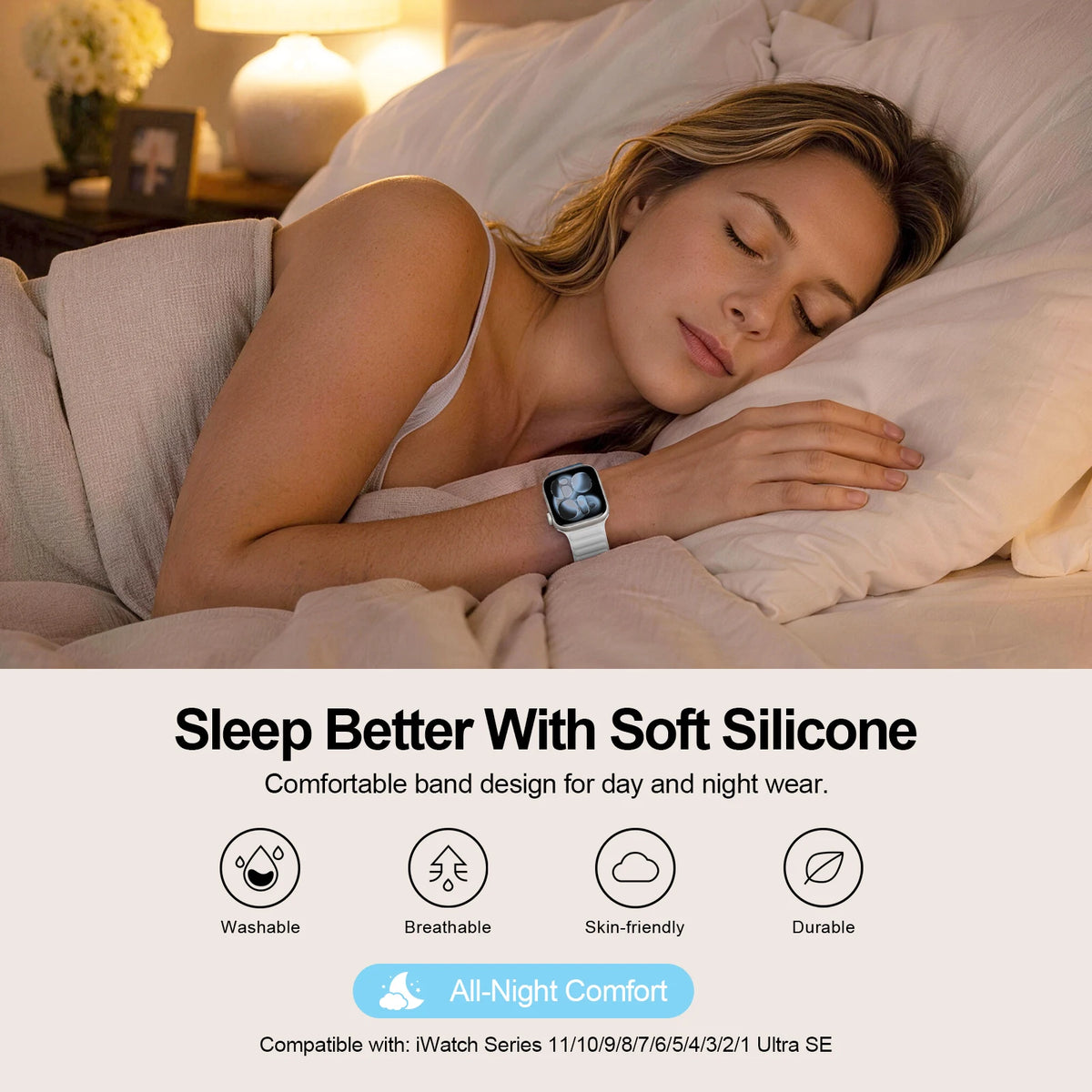 Silicone Magnetic Closure Band with N55 Magnets for Apple Watch