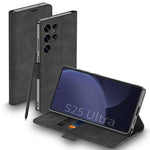 Luxury Magnetic Plating Frosted Leather Flip Wallet Case with Stand for Samsung Galaxy S25 Ultra