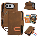 Leather Flip Wallet Case with U-Shaped Magnetic Buckle for iPhone Duo