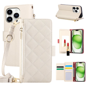 Crossbody Leather Wallet Case with Card Holder for iPhone 16 Series
