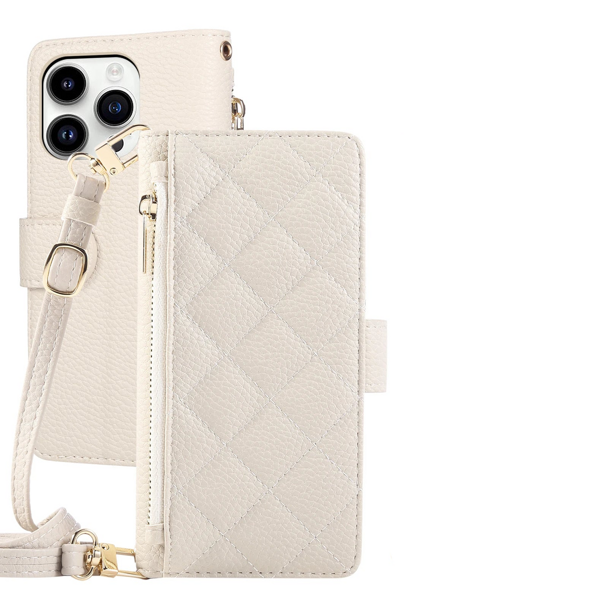 Crossbody Leather Wallet Case with Card Holder for iPhone 15 Series