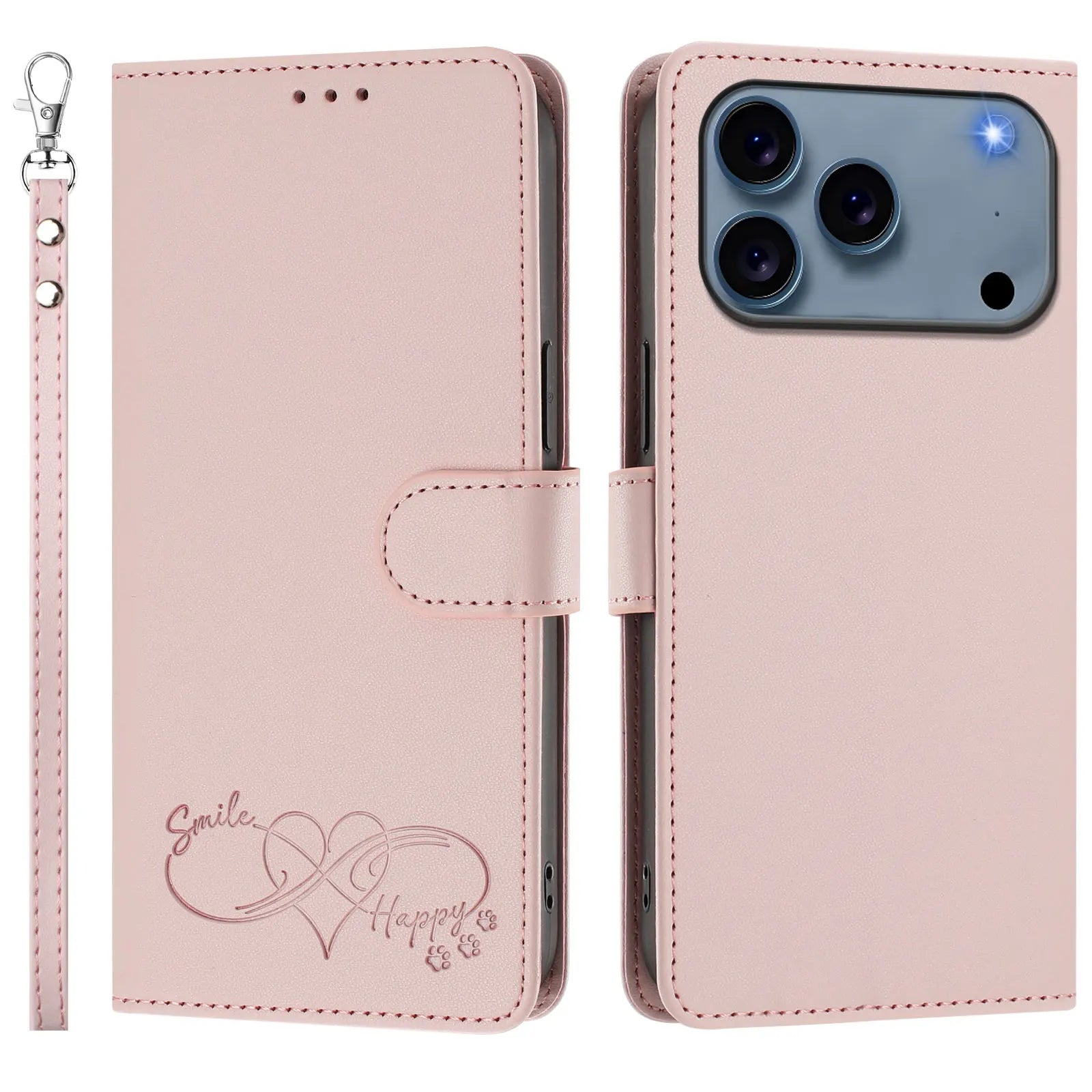 Heart Pattern Flip Wallet Case for iPhone 17 Series