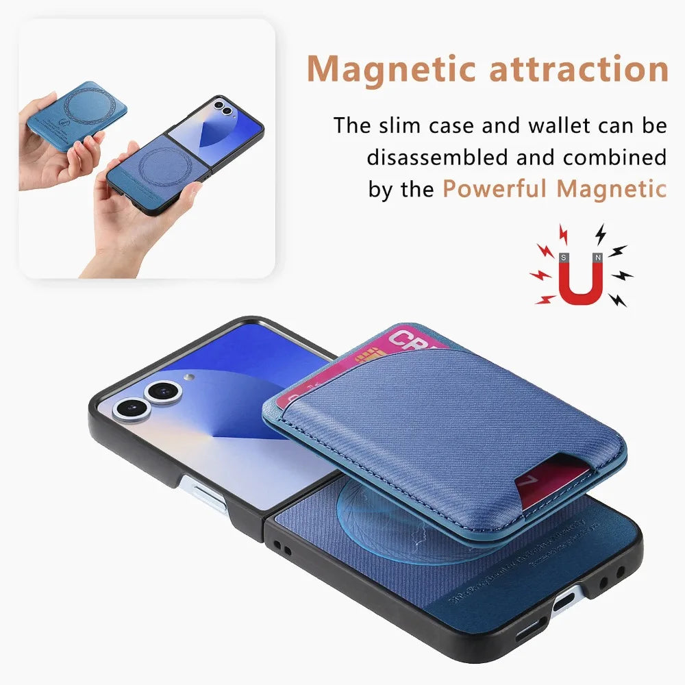 Samsung Galaxy Z Flip 7 Luxury Magnetic Leather Case with Card Holder