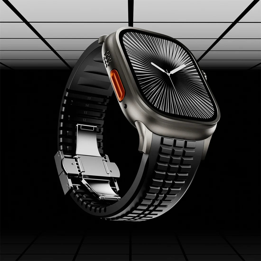 Soft Silicone Apple Watch Band with Elegant Butterfly Clasp