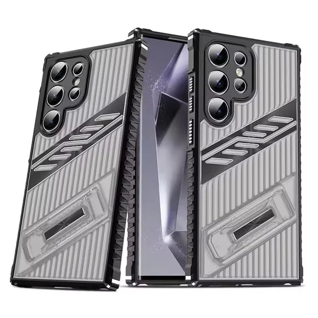 Samsung Galaxy S25 Series Heavy-Duty Armor Shockproof Case with Kickstand