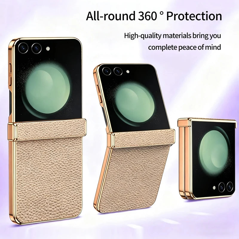 Luxury Cowhide Leather Case for Samsung Galaxy Z Flip 7